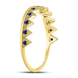 10kt Yellow Gold Womens Round Blue Sapphire Chevron Stackable Band Ring 1/10 Cttw
