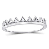 10kt White Gold Womens Round Diamond Chevron Stackable Band Ring 1/10 Cttw