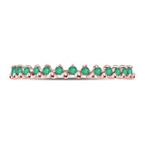 10kt Rose Gold Womens Round Emerald Stackable Band Ring 1/8 Cttw