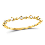 10kt Yellow Gold Womens Round Diamond Bead Dot Stackable Ring 1/20 Cttw
