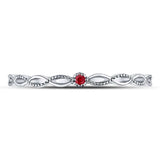 10kt White Gold Womens Round Ruby Solitaire Stackable Band Ring .01 Cttw