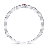 10kt White Gold Womens Round Ruby Solitaire Stackable Band Ring .01 Cttw