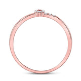 10kt Rose Gold Womens Round Ruby Diamond Stackable Band Ring 1/20 Cttw