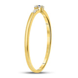 10kt Yellow Gold Womens Round Blue Sapphire Diamond Stackable Band Ring 1/12 Cttw