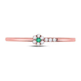10kt Rose Gold Womens Round Emerald Diamond Slender Stackable Band Ring 1/20 Cttw