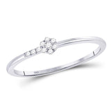 10kt White Gold Womens Round Diamond Flower Stackable Band Ring 1/20 Cttw