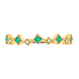 10kt Yellow Gold Womens Round Emerald Diamond Square Stackable Band Ring 1/5 Cttw
