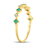 10kt Yellow Gold Womens Round Emerald Diamond Square Stackable Band Ring 1/5 Cttw