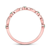 10kt Rose Gold Womens Round Emerald Diamond Marquise Dot Stackable Band Ring 1/8 Cttw