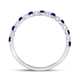 10kt Yellow Gold Womens Princess Blue Sapphire Diamond Alternating Stackable Band Ring 3/8 Cttw