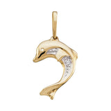 10kt Yellow Gold Womens Round Diamond Dolphin Fish Animal Pendant .01 Cttw
