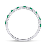 10kt White Gold Womens Princess Emerald Diamond Alternating Stackable Band Ring 1/3 Cttw