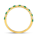 10kt Yellow Gold Womens Princess Emerald Diamond Alternating Stackable Band Ring 1/3 Cttw