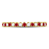 10kt Yellow Gold Womens Round Ruby Diamond Stackable Band Ring 1/4 Cttw