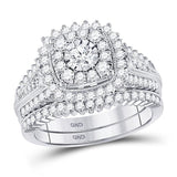 10kt White Gold Round Diamond Bridal Wedding Ring Band Set 1-1/4 Cttw
