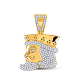 10kt Yellow Gold Mens Round Diamond King Playing Card Charm Pendant 1/2 Cttw