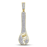 10kt Yellow Gold Mens Round Diamond Wrench Charm Pendant 1/3 Cttw