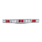 10kt White Gold Womens Round Ruby Diamond Milgrain Stackable Band Ring 1/4 Cttw