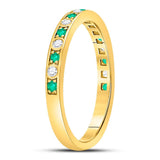 10kt Yellow Gold Womens Round Emerald Diamond Alternating Stackable Band Ring 1/4 Cttw