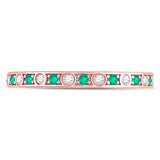 10kt Rose Gold Womens Round Emerald Diamond Alternating Stackable Band Ring 1/4 Cttw