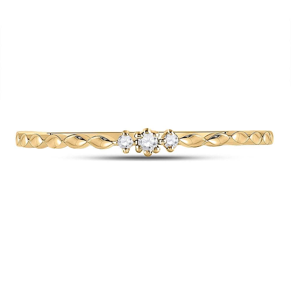 10kt Yellow Gold Womens Round Diamond Stackable Band Ring .03 Cttw