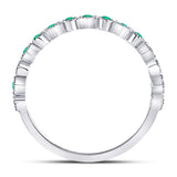 10kt White Gold Womens Round Emerald Square Dot Stackable Band Ring 1/5 Cttw