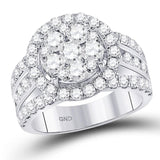 14kt White Gold Womens Round Diamond Cluster Bridal Wedding Engagement Ring 3.00 Cttw