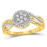 10kt Yellow Gold Womens Round Diamond Flower Cluster Ring 1/6 Cttw