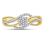 10kt Yellow Gold Womens Round Diamond Open Strand Cluster Ring 1/6 Cttw