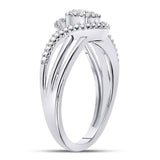 10kt White Gold Womens Round Diamond Circle Cluster Strand Ring 1/6 Cttw