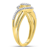 10kt Yellow Gold Womens Round Diamond Circle Cluster Strand Ring 1/6 Cttw