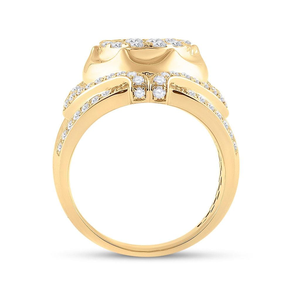 10kt Yellow Gold Mens Round Diamond Cluster Ring 2-1/4 Cttw