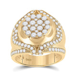 10kt Yellow Gold Mens Round Diamond Cluster Ring 2-1/4 Cttw