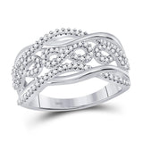 10kt White Gold Womens Round Diamond Infinity Band Ring 1/3 Cttw