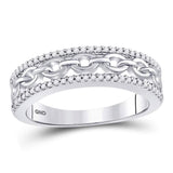 10kt White Gold Womens Round Diamond Chain Link Fashion Band Ring 1/6 Cttw