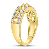 10kt Yellow Gold Womens Round Diamond Chain Link Fashion Band Ring 1/6 Cttw