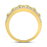 10kt Yellow Gold Womens Round Diamond Chain Link Fashion Band Ring 1/6 Cttw