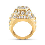 10kt Yellow Gold Mens Round Diamond Octagon Circle Cluster Ring 2-3/4 Cttw