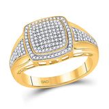 10kt Yellow Gold Womens Round Diamond Square Cluster Ring 1/2 Cttw