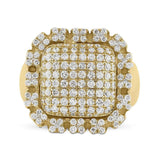 10kt Yellow Gold Mens Round Diamond Pillow Cluster Ring 2-1/2 Cttw