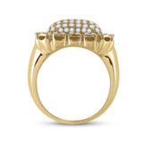 10kt Yellow Gold Mens Round Diamond Pillow Cluster Ring 2-1/2 Cttw