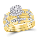 14kt Yellow Gold His Hers Round Diamond Solitaire Matching Wedding Set 3/4 Cttw