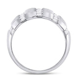 14kt White Gold Mens Round Diamond Striped Matte Wedding Band Ring 1-1/2 Cttw