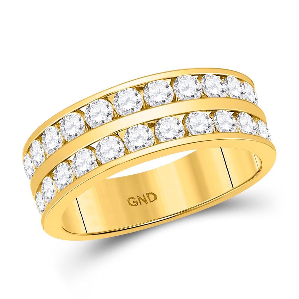14kt Yellow Gold Mens Round Diamond Double Row Wedding Band Ring 2 Cttw
