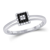 10kt White Gold Womens Round Black Color Enhanced Diamond Cluster Ring 1/6 Cttw