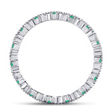 10kt White Gold Womens Round Emerald Diamond Eternity Stackable Band Ring 1/4 Cttw