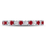 10kt White Gold Womens Round Ruby Diamond Eternity Stackable Band Ring Cttw