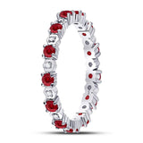 10kt White Gold Womens Round Ruby Diamond Eternity Stackable Band Ring Cttw