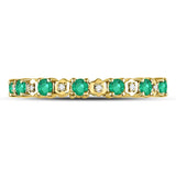 10kt Yellow Gold Womens Round Emerald Diamond Eternity Band Ring 1.00 Cttw
