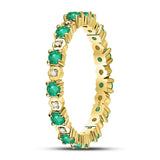 10kt Yellow Gold Womens Round Emerald Diamond Eternity Band Ring 1.00 Cttw